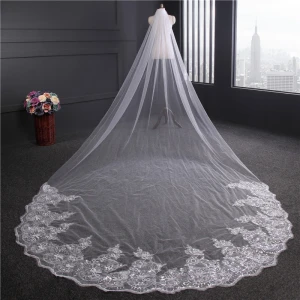 HL26 bridal veil 4m real picture 1.8 m wide sequins lace new style Yibei Dunhuang style veil