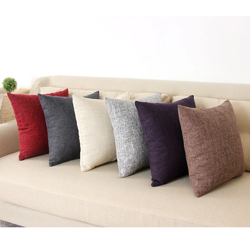 Home Decorative Sofa Linen Throw Pillow Case Plain Cushion Cover