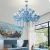 Import Home Lighting Bedroom Candle Bulb Lamp Blue Glass Body Fabric Cover Europe Crystal Pendant Chandelier Lights from China