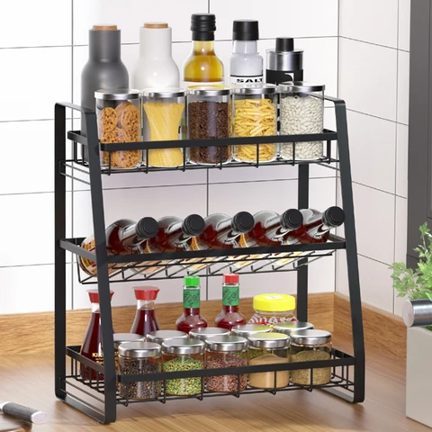 Buy Home Storage Organization 3 Tier Spice Rack Seasoning Jars ...