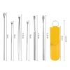 HongStars Spring  Portable Earpick Removal Spoon Kit Stainless Steel Curette Cleaning Earwax Cleaner Tool Set 6-in-1 for Ear