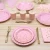 Import Hot Sale Amazon Pink Bronzing Dot Birthday Party Supplies Pink Paper Plate Paper Set Wedding Decoration Party Supplies from China