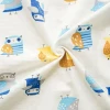 Hot sale double layer owl 100% cotton animal print hemp muslin fabric for baby textile