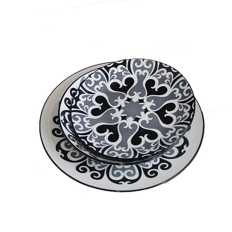 Hot sale pad pringting dinner set ceramic plates new design ceramic dinner set in Europe market
