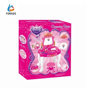 Hot sale pretend fashion girl make up set toy,kids toy dressing table toy with sounds and light