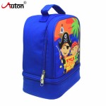Hot selling kids cute insulated lunch cooler bag Cartoon animal double-deck picnic lunch cooler bag with handle
