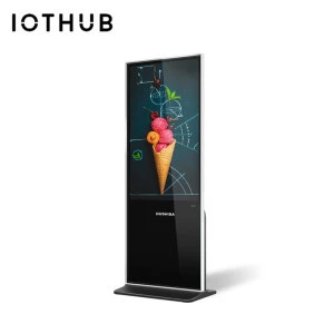 HUSHIDA 65 inch Infrared touch frame supermarket lcd advertising screen vertical lcd panel stand advertising display
