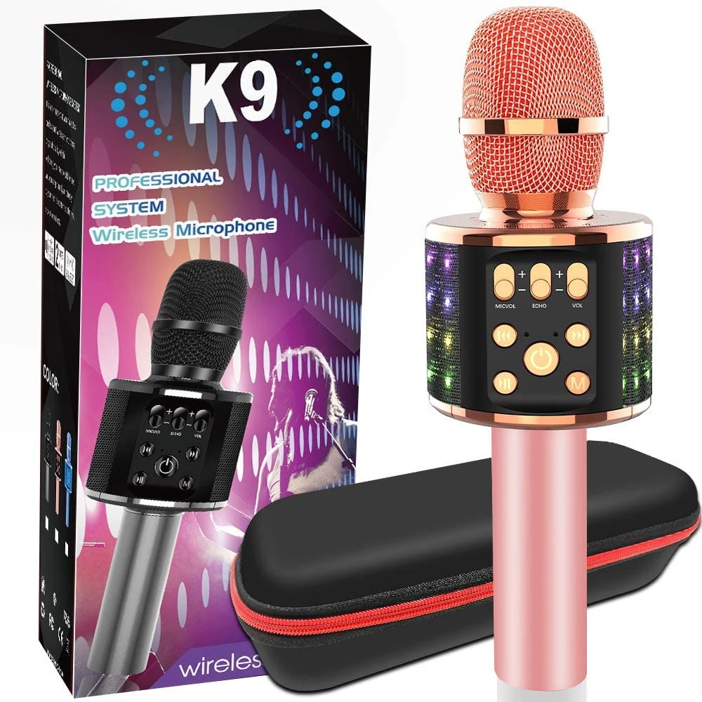 HYD TECH Christmas Birthday Home Party Wireless Bluetooth Karaoke Microphone,3-in-1 Portable Handheld Karaoke Mic Speaker Machine