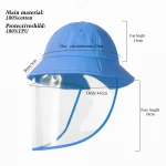 In stock removable kids hat face shield 100% cotton baby bucket fisherman cap With TPU shields Protective