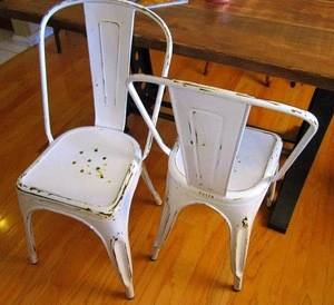 Industrial & vintage White Antique Metal Dining Chairs/Metal Kitchen Furniture
