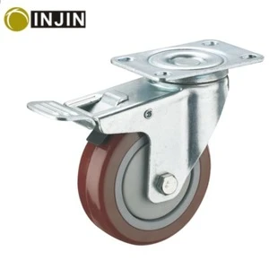 industry medium duty swivel PU industrial caster wheel with top plate