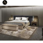 italian luxury bedroom furniture stainless steel frame bed big king bed luxury leather