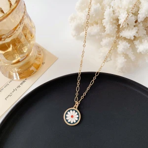 JUHU 2021 summer New flower alloy necklace fashion ins oil painting clavicle chain cute little daisy alloy jewelry wholesale