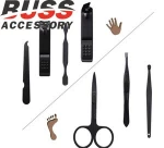 K-143   nail clipper trimmer black stainless Steel nail cutter files earpick nail scissors tools  Manicure Pedicure Set