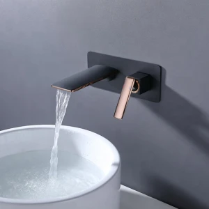 Kaiping Manufacturer Bathroom Black Rose Gold Wall Mounted Single Handle Basin Faucet Concealed Basin Mixer