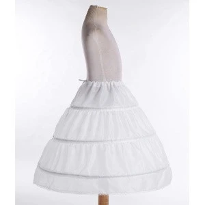 Kids Girls White Crinoline Petticoat with 3 Hoops Underskirt Slip for Flower Girl Wedding Dress