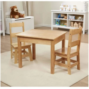 Kids Solid Wood Table &amp; Chairs Children wooden table set (Sturdy Wooden table, 3-Piece Set, Great Gift for Girls and Boys)
