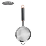 Kitchen accessories stainless steel wire mesh  filter strainer with soft TPR handle