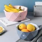 Kitchen Multi Size Geometry Pattern PP Colander Strainers Plastic Colander Strainer With Bowl Tray For Vegetable