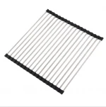 Kitchen Multipurpose Stainless Steel Over Sink Dish Drying Rack Silicone Folding Draining