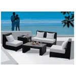 L shape rattan balcony sofa set with coffee table