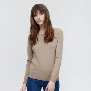 ladies Autumn winter Crew neck 100% pure cashmere solid color Long sleeve slim-cut Knitted Pullover Cashmere sweater Women OEM