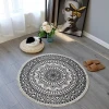 Lake blue mandala carpet boho,luxury modern cotton round rugs carpet with tassel