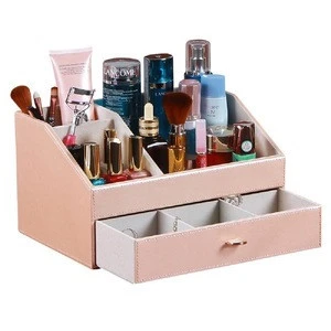 Leather Makeup Organizer Cosmetic Storage Display Boxes 1 Drawer