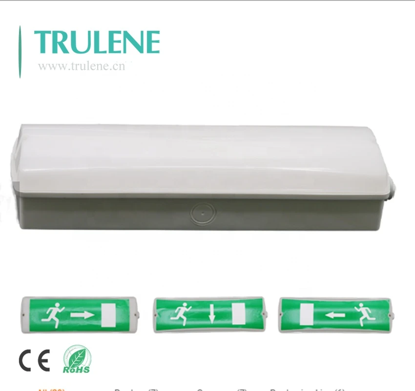 LED Exit Sign 3hrs battery back up IP65 Degree  emergency bulkhead signs light CE approved