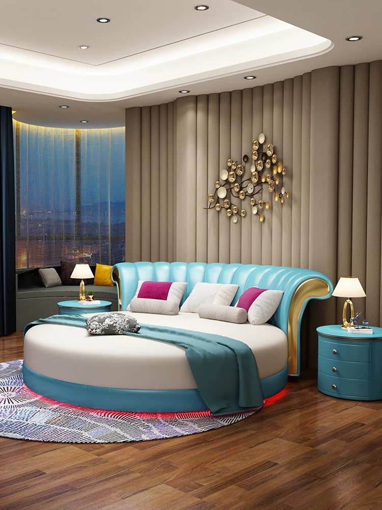 light luxury hotel bedroom furniture set hotel guest room round bed romantic style comfortable bed many kinds available