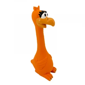 Long Neck Chicken Shape Pet Toy Natural Latex Chew Toy With Squeaker For Dogs Customized Logo