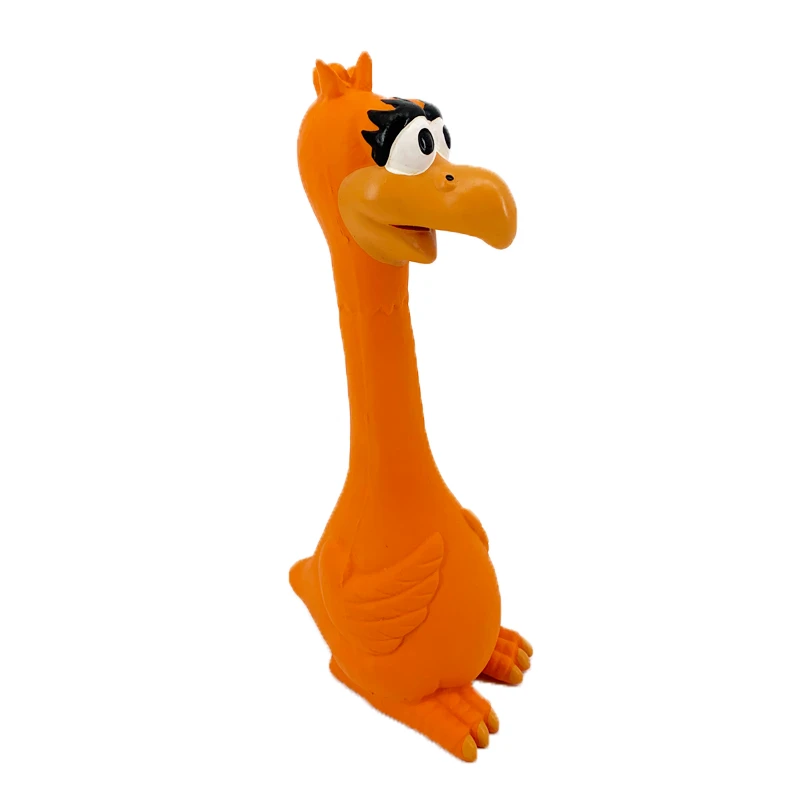 Long Neck Chicken Shape Pet Toy Natural Latex Chew Toy With Squeaker For Dogs Customized Logo