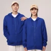Loose and comfortable custom logo solid color hooded  full zipper up sweater mens terry hoodie sweatshirt