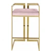 Luxury Modern Vintage Design Velvet Industrial Furniture Armrest Gold Metal Leg High Bar Stool Chair for Bar Home Coffee Shop