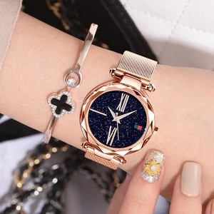 Luxury Rose Gold Women Watches Minimalism Starry Sky Magnet Buckle Fashion Casual Female Wristwatch Waterproof