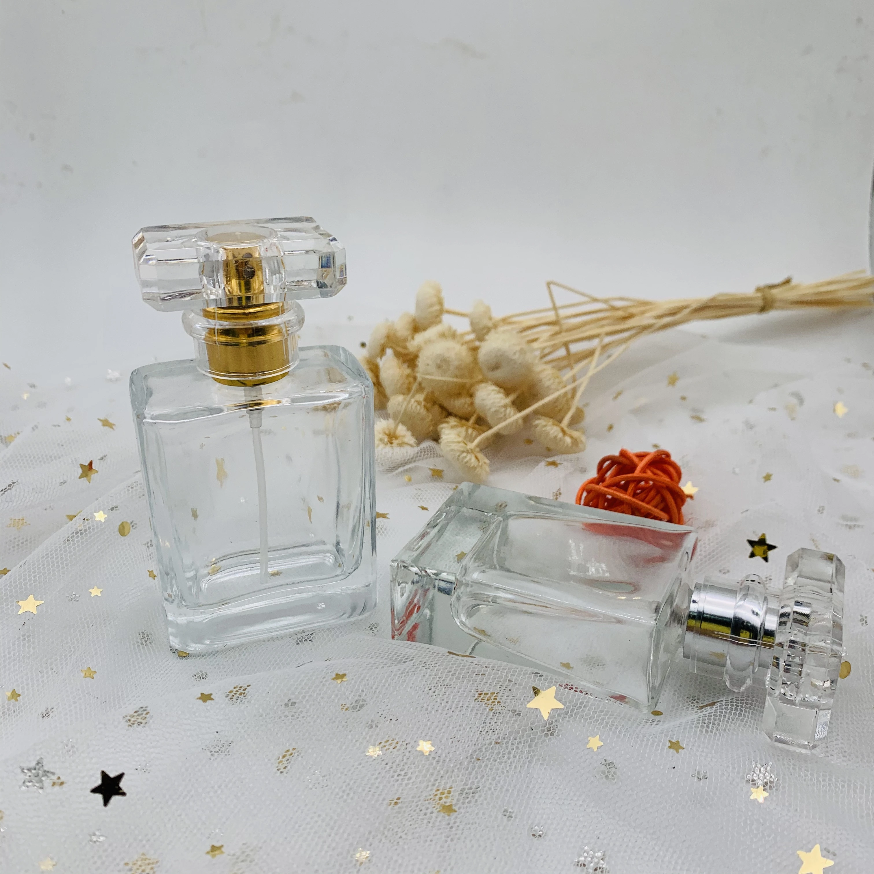 Luxury Square Empty Glass Perfume Bottle 100Ml With Atomizer