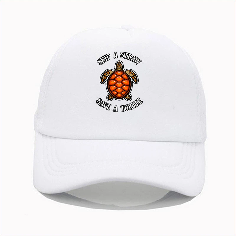 Mens Women Kids Caps hat baseball Skip A Straw Save A Turtle Shirt Pollution Plastic Ocean white customizer distressed gold ball