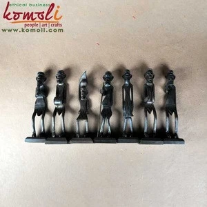 Miniature decoration figures of tribal Africans wood crafts