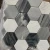 Import Mix dark gray and white texture polished 73mm big hexagon marble mosaic tile from China