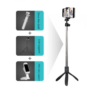 Mobile Tripod Selfie Stick Electroplating Buttons Wireless Blue tooth Remote Extendable for IOS Android Smartphone