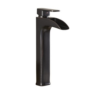 modern  deck mounted single handle black waterfall brass  bathroom basin faucet