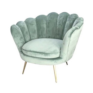 MODERN LIVING ROOM LUXURY TURQUOISE SHELL SHAPED VELVET OCCASIONAL CHAIRS