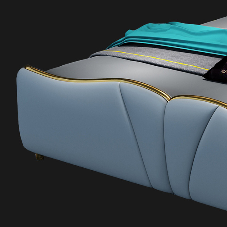 Buy Modern Luxury Bedroom Furniture Upholstered Real Leather Italian