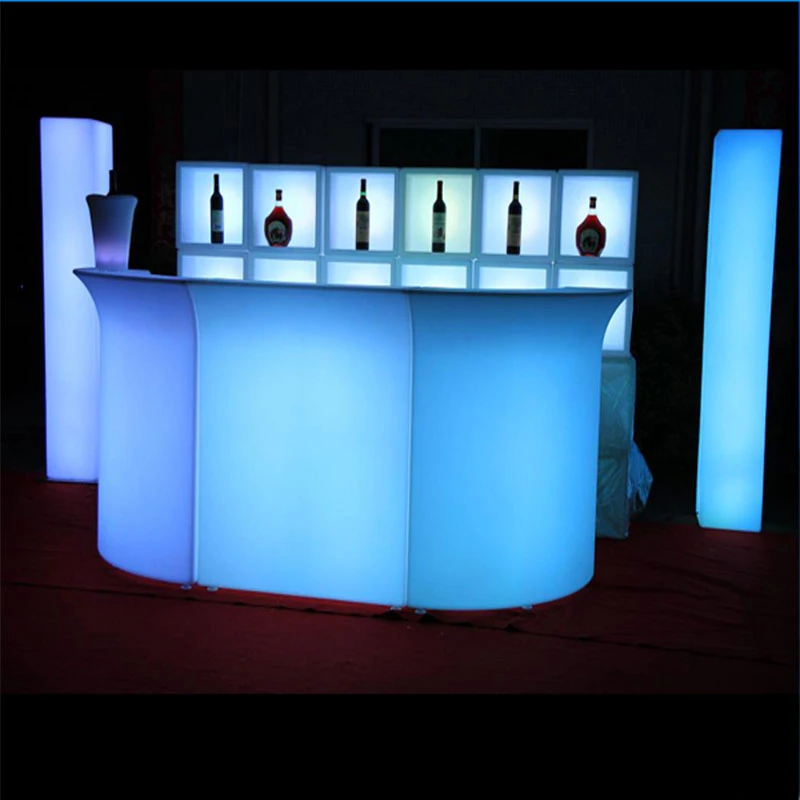 modern straight bar counter led bar table Led furniture light up bar stools illuminated portable PE plastic furniture