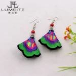 MTE3731 New Original Ethnic handmade jewelry stone fan earrings