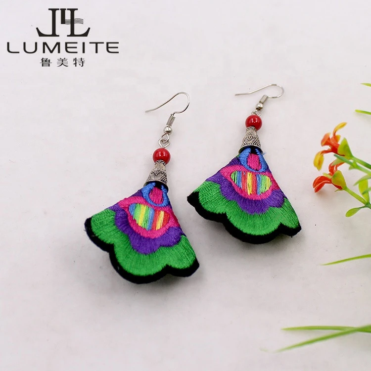MTE3731 New Original Ethnic handmade jewelry stone fan earrings