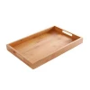 Multi functional smooth natural bamboo medium wood serving tray with legs