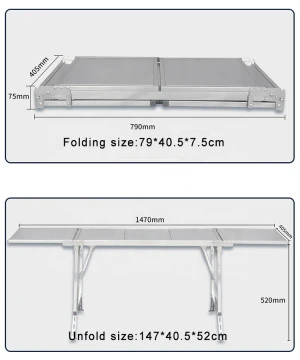 multifunctional BBQ table outdoor easy carry folding portable SUS304 foldable picnic table with extend size