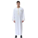 Muslim Arab Middle East Men's Printed Zip Robe islamic clothing