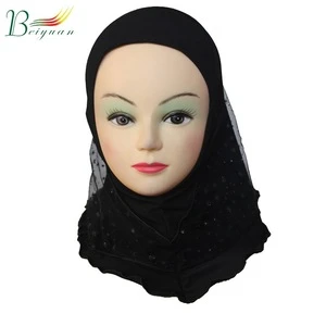 Muslim Children&#39;S Simple Cap Gauze Crystal Hemp Fabric Suitable For 0-8 Years Old Kids  Hijab